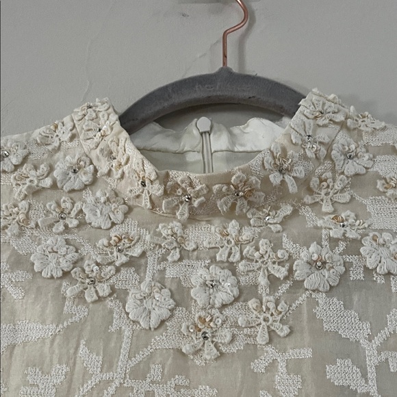 Anthropologie Payal Jain Archer Mini Dress Size 10 Cream Ivory Floral Silk NWT - Picture 8 of 16